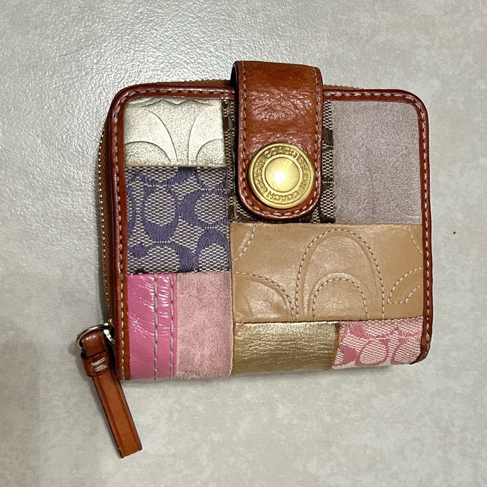 Coach Multicolor Patchwork Zip-Around Bifold Wall… - image 1